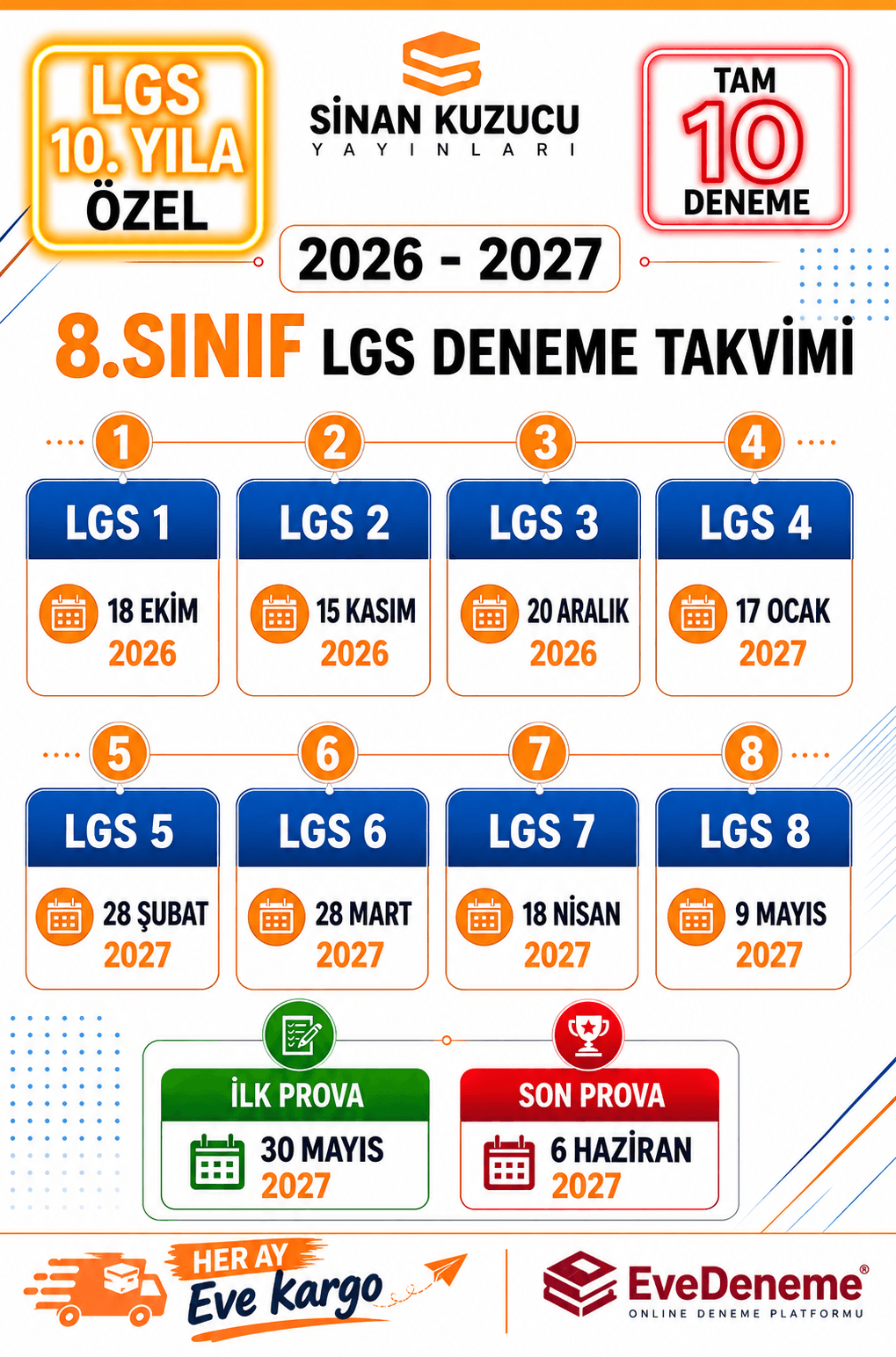 2026-2027 LGS Yıllık 10LuDeneme Paketi | 8. Sınıf Sinan Kuzucu Yayınları 10. Yıla Özel